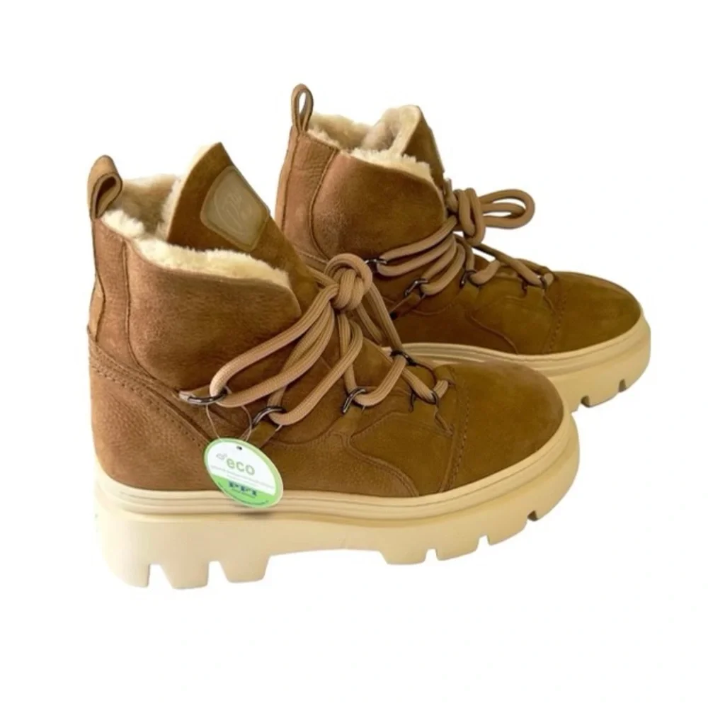 Paul Green Pandora Fluff Boots Camel Combo Women's Size 8 NWT Shearling